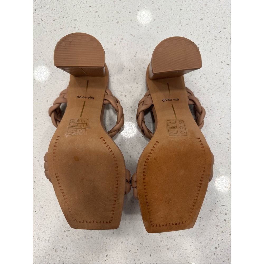 Women's Dolce Vita Tan Braided Double-Strap Slide size 7 Heels - Picture 6 of 7